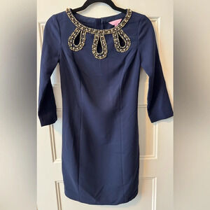 Lilly Pulitzer Beaded Embellished Dress Blue Size 00